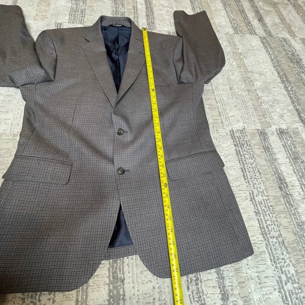 Jos A Bank Executive Blazer Mens 42R Grey‎ 100% Wool Houndstooth Sport Coat 42R